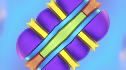 Aufkleber - Color animation of a volumetric geometric shape composed of moving multicolored segments. The light blue background emphasizes the purity and minimalism of the composition. 3d rendering 4K