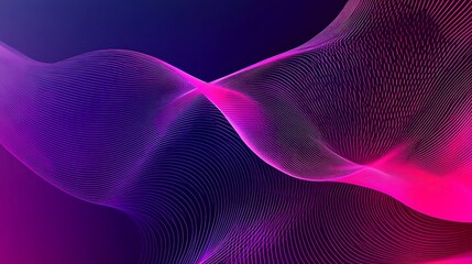 Poster - Abstract pink and purple wavy lines on dark background.