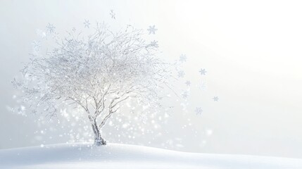 white tree in snow without leaves