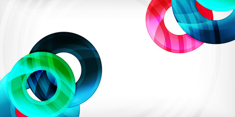 Bright colorful circles with light effects. Abstract background