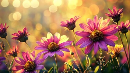 Wall Mural - Purple flowers bloom in the morning light
