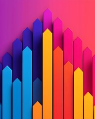 Vibrant abstract bar graph with colorful peaks