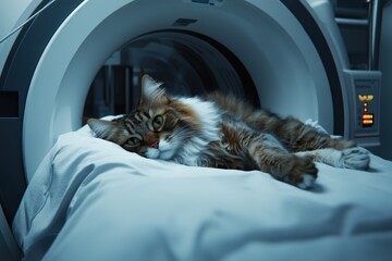 CT Scanner: Caucasian Patient on Hospital Bed receiving Care and Diagnosis