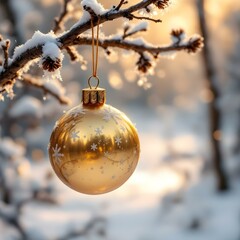 christmas ball in the snow