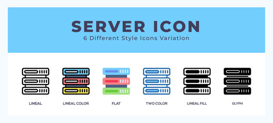 Aufkleber - Server icons set. Different style of icons simple vector illustration.