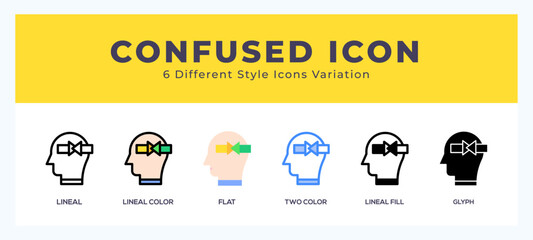 Confused icon in filled. thin line. outline stroke and flat style.