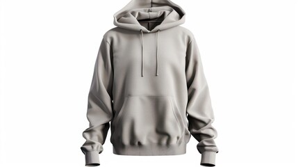 Sticker - A Plain Light Grey Hoodie with a Pocket and Drawstring