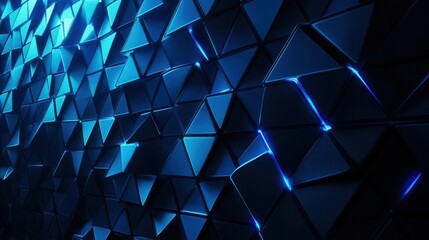 Wall Mural - abstract blue triangle pattern with glowing lines