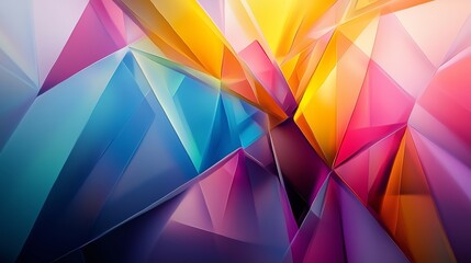Poster - Colorful abstract geometric shapes create a vibrant pattern in bright hues blending seamlessly, suitable for a modern artistic backdrop