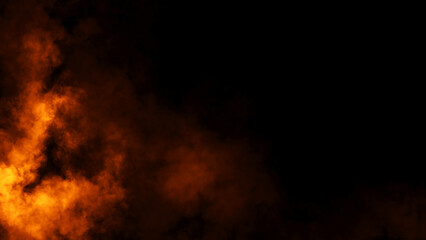 Wall Mural - Abstract fire smoke misty fog on isolated black background. Texture overlays. Design element.