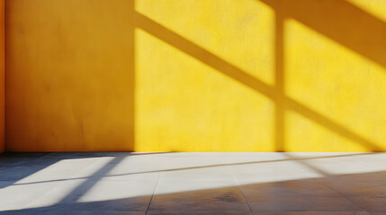 Wall Mural - Yellow Wall with Empty Concrete Floor in Modern Space