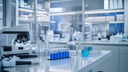 Poster - A business flyer featuring company services and products, displayed on a white science laboratory surface