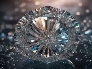 Poster - Crystal glass or vase with radial pattern and reflective surface, creating sparkling, prismatic effect
