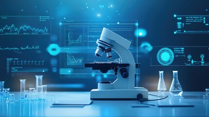 Poster - A modern flyer design featuring a blue health science laboratory background