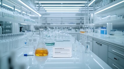 Poster - A white science laboratory scene with a DL flyer showcasing important research updates