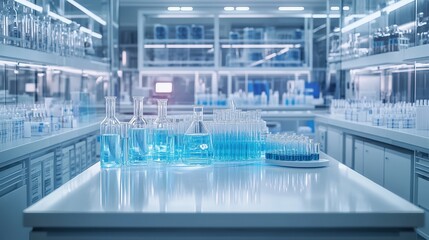 Poster - Corporate flyer designed for a science-focused business, positioned on a white laboratory workbench
