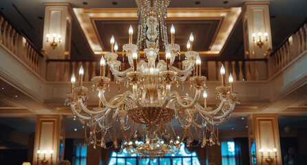 Wall Mural - Crystal chandelier, luxury, hotel, restaurant.