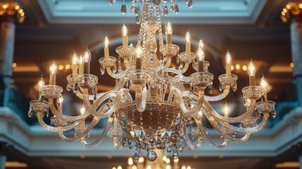 Poster - Crystal chandelier, luxury, hotel, restaurant.