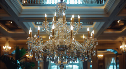 Wall Mural - Crystal chandelier, luxury, hotel, restaurant.