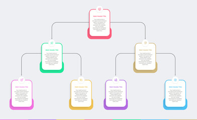 Wall Mural - Level three Business Corporation Organizational distribution chart Infographics Design Template, Workflow diagram, flowchart, business hierarchy Concept tree chart, Level three Organizational chart 