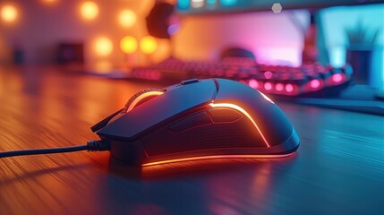 Mouse, on computer desk, In bright indoor lighting.