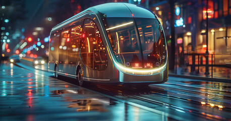 Aufkleber - Unmanned, automated buses using state-of-the-art holographic AI technology.