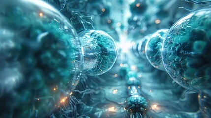 Leinwandbilder - Visualization of bioelectricity technology convert organic materials into clean, renewable electricity.