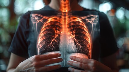 chest x ray showing lungs, medical scan for body diagnosis, radiological image of patient thorax rev