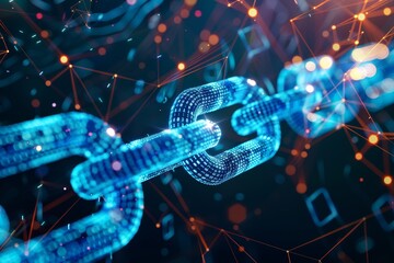 Poster - A visual representation of a cryptographic blockchain ,An illustration depicting blockchain technology as the future of the internet, symbolizing innovation and connectivity.