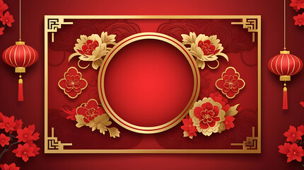 chinese new year background, red square window inspiration. ai