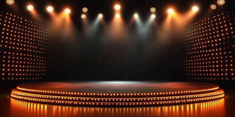 Canvas Print - Bright Stage with Spotlights and Light Effects