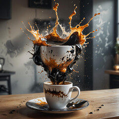 Wall Mural - cup of coffee with splash