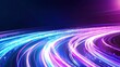 © Martin - Dynamic high-speed technology panorama, where light trails depict road motion in an abstract background. Shades of blue and purple neon glow add to the futuristic concept.