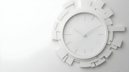 3D Icon of a Plain White Clock Face with Price Tags as Hands, Rotating to Showcase Time-Sensitive Deals - Minimalist Concept with Ample Copy Space on Isolated White Background