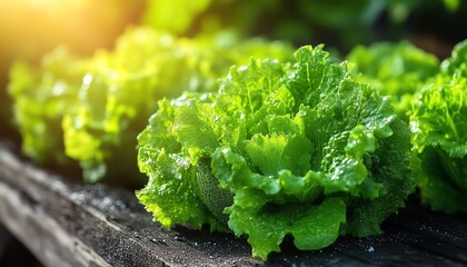 Poster - Modern agricultural setup featuring a sustainable vertical hydroponic tower system growing vibrant green lettuce, emphasizing ecofriendly practices