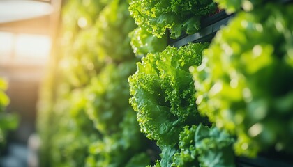Aufkleber - Sustainable agriculture illustrated through a vertical hydroponic tower system filled with fresh green lettuce, showcasing modern farming innovations