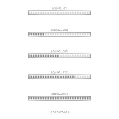 Fototapete - collection set of cute doodle hand draw loading process progress counter bar computer battery, banne