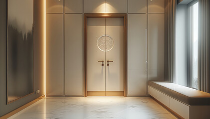 Poster - Modern hallway white closet, functional.