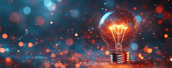 Aufkleber - Luminous 3D light bulb casting a warm, inviting glow, representing innovation and new ideas, stunning digital illustration