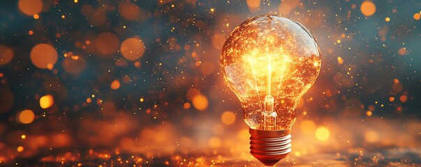 Aufkleber - Luminous 3D light bulb emanating a warm inviting glow, inspiring symbol of innovation and bright ideas, digital illustration