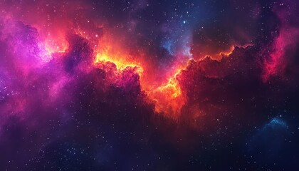 Wall Mural - Colorful nebula showcasing vibrant clouds in the vast cosmos during a starry night