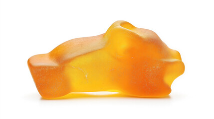 Poster - Close-up of an orange gummy bear candy isolated on a white background.