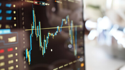 Financial graph displaying notable trends and fluctuations in market data, showcasing dynamic analysis of stock performance and investment opportunities