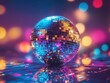 © Bijac - shiny disco ball reflecting colorful lights, capturing the energy of a lively dance floor. the sparkling surfaces create a dynamic atmosphere that celebrates joy and festivity