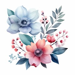 Canvas Print - Soft Floral Arrangement with Blue and Pink Blooms