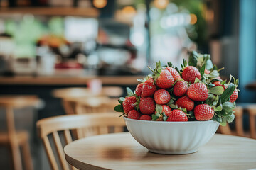 full strawberry on white bowl at the kitchen