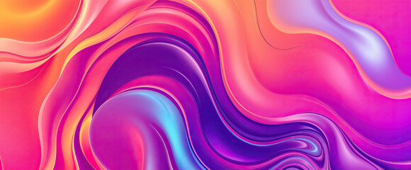 Poster - vibrant abstract wavy background in pink purple hues with fluid gradient design modern artwork digital wallpaper