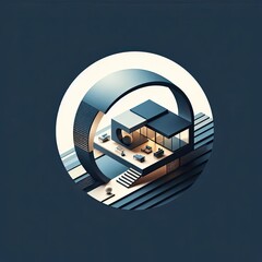 Poster - minimal modern and avant garde architecture  logo. Ideal for advertising commercial concepts, logo icon design. premium illustration. ai