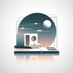 Poster - minimal modern and avant garde architecture  logo. Ideal for advertising commercial concepts, logo icon design. premium illustration. ai