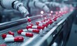 © jambulart - Robotic arm placing pills on conveyor belt.